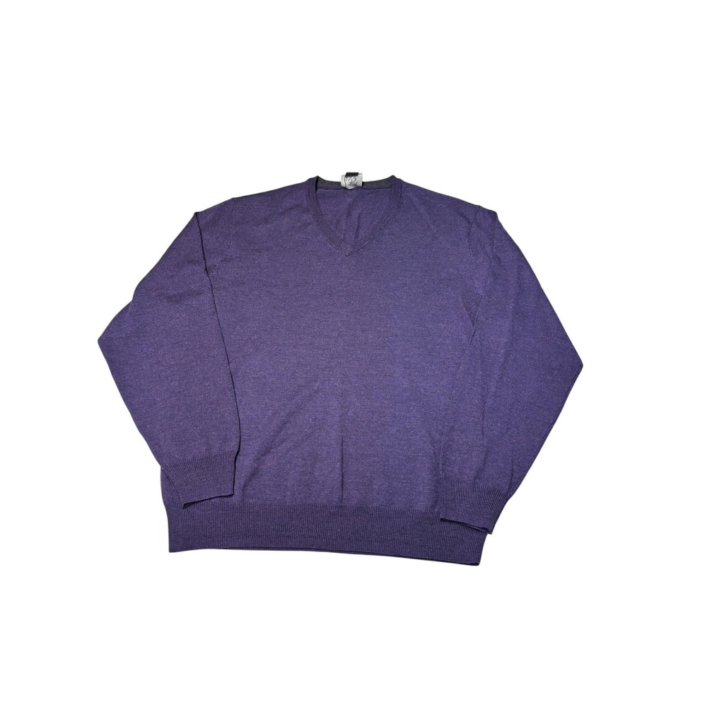 NWT Jos A Bank Signature Collection Purple Italian Merino Wool V-Neck Mens L